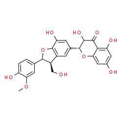 ChemSpider 2D Image | (2R)-3,5,7-Trihydroxy-2-[(3S)-7-hydroxy-2-(4-hydroxy-3-methoxyphenyl)-3-(hydroxymethyl)-2,3-dihydro-1-benzofuran-5-yl]-2,3-dihydro-4H-chromen-4-one | C25H22O10