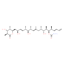 ChemSpider 2D Image | (5S,6R,7R,8R,9S,13R,14S,15S,18S)-8,14,18-Trihydroxy-19-[(2R,3S,4R,5S)-4-hydroxy-3,5-dimethyl-6-oxotetrahydro-2H-pyran-2-yl]-5,7,9,11,13,15-hexamethyl-1,3,11,16-nonadecatetraen-6-yl carbamate (non-pref
erred name) | C33H55NO8