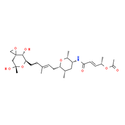 ChemSpider 2D Image | (2S,3E)-5-{[(2R,3R,5S,6S)-6-{(2E)-5-[(3R,4R,5R,7S)-4,7-Dihydroxy-7-methyl-1,6-dioxaspiro[2.5]oct-5-yl]-3-methyl-2,4-pentadien-1-yl}-2,5-dimethyltetrahydro-2H-pyran-3-yl]amino}-5-oxo-3-penten-2-yl acet
ate | C27H41NO8