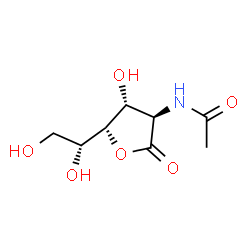 ChemSpider 2D Image | N-{(3R,4R,5S)-5-[(1R)-1,2-Dihydroxyethyl]-4-hydroxy-2-oxotetrahydro-3-furanyl}acetamide (non-preferred name) | C8H13NO6