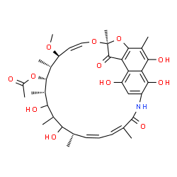 ChemSpider 2D Image | (7S,9Z,11S,12R,13S,14S,18S,19Z,21Z)-2,15,17,27,29-Pentahydroxy-11-methoxy-3,7,12,14,16,18,22-heptamethyl-6,23-dioxo-8,30-dioxa-24-azatetracyclo[23.3.1.1~4,7~.0~5,28~]triaconta-1(29),2,4,9,19,21,25,27-
octaen-13-yl acetate | C37H47NO12