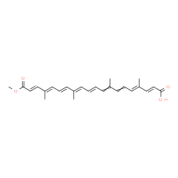 ChemSpider 2D Image | (2E,4E,10E,12E,14E,16E,18E)-20-Methoxy-4,8,13,17-tetramethyl-20-oxo-2,4,6,8,10,12,14,16,18-icosanonaenoic acid | C25H30O4
