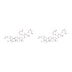 ChemSpider 2D Image | (3beta,16alpha,21beta,22alpha)-22-Acetoxy-16,24,28-trihydroxy-21-{[(2E)-2-methyl-2-butenoyl]oxy}olean-12-en-3-yl beta-D-glucopyranosyl-(1->2)-[beta-D-glucopyranosyl-(1->4)]-beta-D-glucopyranosiduronic
 acid - (3beta,5xi,9xi,16alpha,18xi,21beta,22alpha)-22-acetoxy-16,24,28-trihydroxy-21-{[(2E)-2-methyl-2-butenoyl]oxy}olean-12-en-3-yl beta-D-glucopyranosyl-(1->2)-[beta-D-glucopyranosyl-(1->4)]-beta-D
-glucopyranosiduronic acid (1:1) | C110H172O48