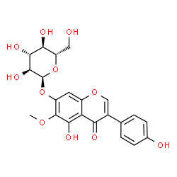 ChemSpider 2D Image | 5-Hydroxy-3-(4-hydroxyphenyl)-6-methoxy-4-oxo-4H-chromen-7-yl alpha-L-glucopyranoside | C22H22O11