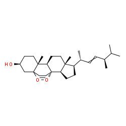 ChemSpider 2D Image | (1S,2R,5R,6R,9R,10R,13S)-5-[(2R,5R)-5,6-Dimethyl-3-hepten-2-yl]-6,10-dimethyl-16,17-dioxapentacyclo[13.2.2.0~1,9~.0~2,6~.0~10,15~]nonadec-18-en-13-ol | C28H44O3