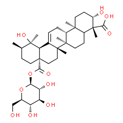 ChemSpider 2D Image | 1-O-[(3beta,5xi)-3,19,23-Trihydroxy-23,28-dioxours-12-en-28-yl]-beta-D-glucopyranose | C36H56O11