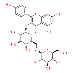 ChemSpider 2D Image | 5,7-Dihydroxy-2-(4-hydroxyphenyl)-4-oxo-4H-chromen-3-yl 6-O-beta-L-glucopyranosyl-beta-L-glucopyranoside | C27H30O16