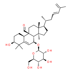 ChemSpider 2D Image | (1S,4R,7S,9beta,23E)-9-Formyl-1-hydroxy-10,14-dimethyl-4,9-cyclo-9,10-secocholesta-5,23,25-trien-7-yl beta-D-glucopyranoside | C36H56O8