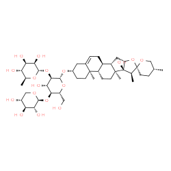 ChemSpider 2D Image | (3beta,25R)-17-Hydroxyspirost-5-en-3-yl 6-deoxy-alpha-L-mannopyranosyl-(1->2)-[beta-D-xylopyranosyl-(1->4)]-beta-D-glucopyranoside | C44H70O17