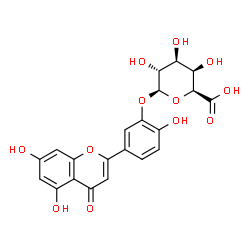 ChemSpider 2D Image | 5-(5,7-Dihydroxy-4-oxo-4H-chromen-2-yl)-2-hydroxyphenyl beta-D-galactopyranosiduronic acid | C21H18O12
