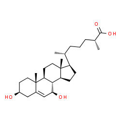ChemSpider 2D Image | (3beta,7beta,25R)-3,7-Dihydroxycholest-5-en-26-oic acid | C27H44O4