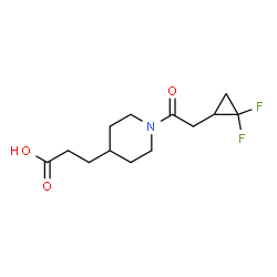 ChemSpider 2D Image | 3-{1-[(2,2-Difluorocyclopropyl)acetyl]-4-piperidinyl}propanoic acid | C13H19F2NO3