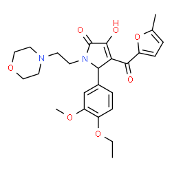 ChemSpider 2D Image | 5-(4-Ethoxy-3-methoxyphenyl)-3-hydroxy-4-(5-methyl-2-furoyl)-1-[2-(4-morpholinyl)ethyl]-1,5-dihydro-2H-pyrrol-2-one | C25H30N2O7