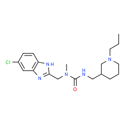 ChemSpider 2D Image | 1-[(5-Chloro-1H-benzimidazol-2-yl)methyl]-1-methyl-3-[(1-propyl-3-piperidinyl)methyl]urea | C19H28ClN5O