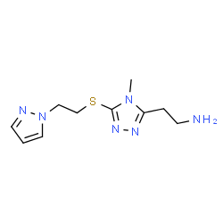 ChemSpider 2D Image | 2-(4-Methyl-5-{[2-(1H-pyrazol-1-yl)ethyl]sulfanyl}-4H-1,2,4-triazol-3-yl)ethanamine | C10H16N6S