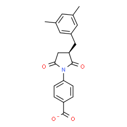 ChemSpider 2D Image | 4-[(3R)-3-(3,5-Dimethylbenzyl)-2,5-dioxo-1-pyrrolidinyl]benzoate | C20H18NO4