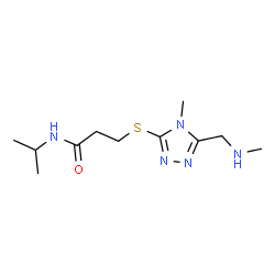ChemSpider 2D Image | N-Isopropyl-3-({4-methyl-5-[(methylamino)methyl]-4H-1,2,4-triazol-3-yl}sulfanyl)propanamide | C11H21N5OS