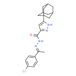 ChemSpider 2D Image | 3-(Adamantan-1-yl)-N'-[(1E)-1-(4-chlorophenyl)ethylidene]-1H-pyrazole-5-carbohydrazide | C22H25ClN4O