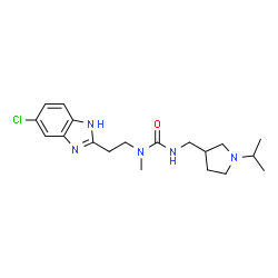 ChemSpider 2D Image | 1-[2-(5-Chloro-1H-benzimidazol-2-yl)ethyl]-3-[(1-isopropyl-3-pyrrolidinyl)methyl]-1-methylurea | C19H28ClN5O