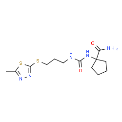 ChemSpider 2D Image | 1-[({3-[(5-Methyl-1,3,4-thiadiazol-2-yl)sulfanyl]propyl}carbamoyl)amino]cyclopentanecarboxamide | C13H21N5O2S2