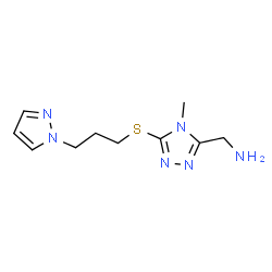 ChemSpider 2D Image | 1-(4-Methyl-5-{[3-(1H-pyrazol-1-yl)propyl]sulfanyl}-4H-1,2,4-triazol-3-yl)methanamine | C10H16N6S