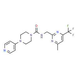 ChemSpider 2D Image | N-{[4-Methyl-6-(trifluoromethyl)-2-pyrimidinyl]methyl}-4-(4-pyridinyl)-1-piperazinecarboxamide | C17H19F3N6O