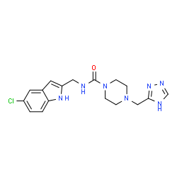 ChemSpider 2D Image | N-[(5-Chloro-1H-indol-2-yl)methyl]-4-(4H-1,2,4-triazol-3-ylmethyl)-1-piperazinecarboxamide | C17H20ClN7O