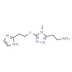 ChemSpider 2D Image | 2-(5-{[2-(1H-Imidazol-2-yl)ethyl]sulfanyl}-4-methyl-4H-1,2,4-triazol-3-yl)ethanamine | C10H16N6S