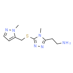 ChemSpider 2D Image | 2-(4-Methyl-5-{[(1-methyl-1H-pyrazol-5-yl)methyl]sulfanyl}-4H-1,2,4-triazol-3-yl)ethanamine | C10H16N6S