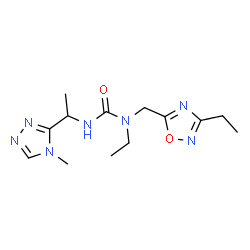 ChemSpider 2D Image | 1-Ethyl-1-[(3-ethyl-1,2,4-oxadiazol-5-yl)methyl]-3-[1-(4-methyl-4H-1,2,4-triazol-3-yl)ethyl]urea | C13H21N7O2