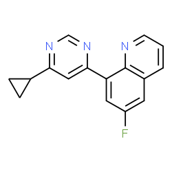ChemSpider 2D Image | 8-(6-Cyclopropyl-4-pyrimidinyl)-6-fluoroquinoline | C16H12FN3