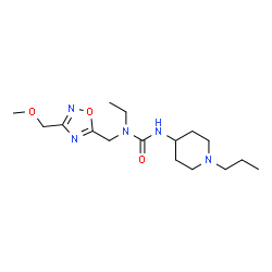 ChemSpider 2D Image | 1-Ethyl-1-{[3-(methoxymethyl)-1,2,4-oxadiazol-5-yl]methyl}-3-(1-propyl-4-piperidinyl)urea | C16H29N5O3