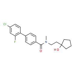 ChemSpider 2D Image | 4'-Chloro-2'-fluoro-N-[2-(1-hydroxycyclopentyl)ethyl]-N-methyl-4-biphenylcarboxamide | C21H23ClFNO2