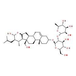 ChemSpider 2D Image | (4aR,4bS,6aR,6bR,7S,8S,9R,10aS,11aS,11bR)-9-Hydroxy-6a-(hydroxymethyl)-4a,7-dimethyl-8-(2-methyl-1-propen-1-yl)-1,2,3,4,4a,4b,5,6,6a,6b,7,8,9,10a,11,11a,11b,12-octadecahydronaphtho[2',1':4,5]indeno[2,
1-b]pyran-2-yl 2-O-(6-deoxy-alpha-L-mannopyranosyl)-beta-D-glucopyranoside | C39H62O13