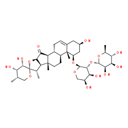 ChemSpider 2D Image | (1beta,3beta,23S,24S,25S)-3,23,24-Trihydroxy-15-oxospirost-5-en-1-yl 2-O-(6-deoxy-alpha-L-mannopyranosyl)-alpha-L-arabinopyranoside | C38H58O15