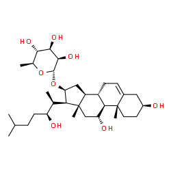 ChemSpider 2D Image | (3beta,11alpha,16beta,22S)-3,11,22-Trihydroxycholest-5-en-16-yl 6-deoxy-alpha-L-mannopyranoside | C33H56O8