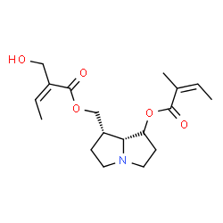 ChemSpider 2D Image | [(1S,7aR)-7-{[(2Z)-2-Methyl-2-butenoyl]oxy}hexahydro-1H-pyrrolizin-1-yl]methyl (2Z)-2-(hydroxymethyl)-2-butenoate | C18H27NO5
