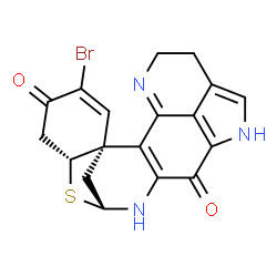 ChemSpider 2D Image | (1S,14R,16R)-19-Bromo-15-thia-4,9,13-triazahexacyclo[12.6.1.1~3,7~.0~1,16~.0~2,12~.0~10,22~]docosa-2(12),3,7,10(22),19-pentaene-11,18-dione | C18H14BrN3O2S