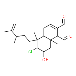ChemSpider 2D Image | 6-Chloro-5-(3,4-dimethyl-4-penten-1-yl)-7-hydroxy-5,8a-dimethyl-1,4,4a,5,6,7,8,8a-octahydro-1,2-naphthalenedicarbaldehyde | C21H31ClO3
