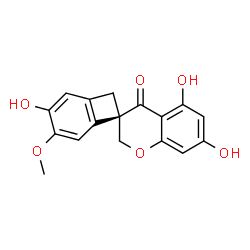 ChemSpider 2D Image | (7R)-3,5',7'-Trihydroxy-4-methoxy-4'H-spiro[bicyclo[4.2.0]octa-1,3,5-triene-7,3'-chromen]-4'-one | C17H14O6