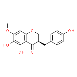 ChemSpider 2D Image | (3R)-5,6-Dihydroxy-3-(4-hydroxybenzyl)-7-methoxy-2,3-dihydro-4H-chromen-4-one | C17H16O6