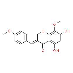 ChemSpider 2D Image | (3E)-5,7-Dihydroxy-8-methoxy-3-(4-methoxybenzylidene)-2,3-dihydro-4H-chromen-4-one | C18H16O6