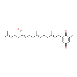 ChemSpider 2D Image | (2Z,6E,10E)-6,10-Dimethyl-12-(5-methyl-3,6-dioxo-1,4-cyclohexadien-1-yl)-2-(4-methyl-3-penten-1-yl)-2,6,10-dodecatrienal | C27H36O3