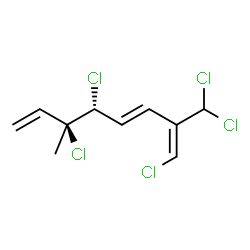ChemSpider 2D Image | (1E,3E,5R,6S)-1,5,6-Trichloro-2-(dichloromethyl)-6-methyl-1,3,7-octatriene | C10H11Cl5