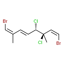 ChemSpider 2D Image | (1Z,3E,5S,6R,7Z)-1,8-Dibromo-5,6-dichloro-2,6-dimethyl-1,3,7-octatriene | C10H12Br2Cl2