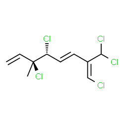 ChemSpider 2D Image | (1Z,3E,5R,6S)-1,5,6-Trichloro-2-(dichloromethyl)-6-methyl-1,3,7-octatriene | C10H11Cl5