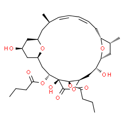 ChemSpider 2D Image | (1R,3R,4S,7R,9R,10R,12R,13R,15Z,17Z,19R,21R,23S,27S)-4,9,23-Trihydroxy-12,19-dimethyl-5-oxo-6,25,26-trioxatetracyclo[19.3.1.1~4,7~.1~10,13~]heptacosa-15,17-diene-3,27-diyl dibutanoate | C34H52O11