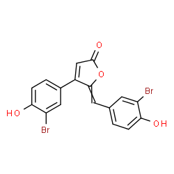 ChemSpider 2D Image | 5-(3-Bromo-4-hydroxybenzylidene)-4-(3-bromo-4-hydroxyphenyl)-2(5H)-furanone | C17H10Br2O4