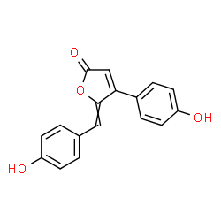 ChemSpider 2D Image | 5-(4-Hydroxybenzylidene)-4-(4-hydroxyphenyl)-2(5H)-furanone | C17H12O4