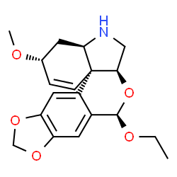 ChemSpider 2D Image | (3R,4aR,6aS,8R,13bR)-8-Ethoxy-3-methoxy-3,4,4a,5,6,6a-hexahydro-8H-[1,3]dioxolo[6,7]isochromeno[3,4-c]indole | C19H23NO5